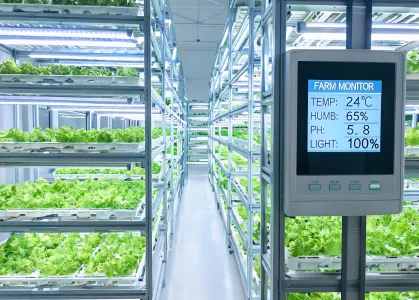 Vertical farm racks using LED grow light bars
