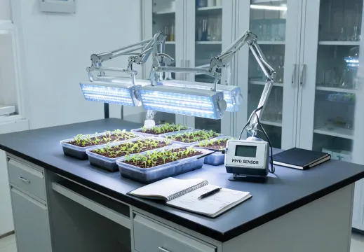 Plant research bench with spectrum controlled LEDs