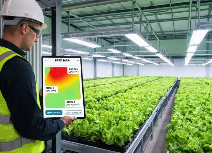 Engineer reviewing Mars Hydro grow light plan